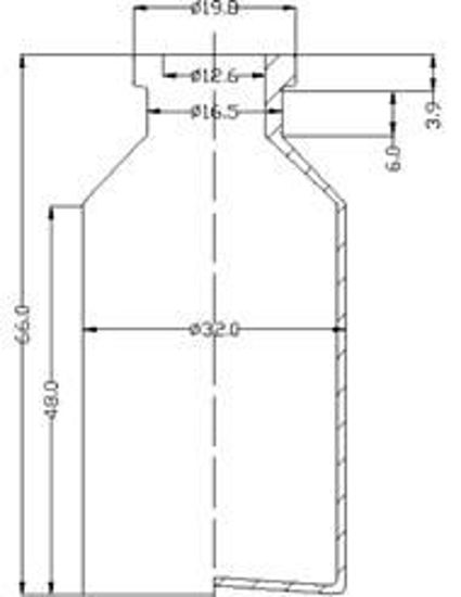 Picture of Sterile Evacuated Vial - 30 ml  volume (66 ± 0.5 mm height and 32 ± 0.3 mm body diameter)