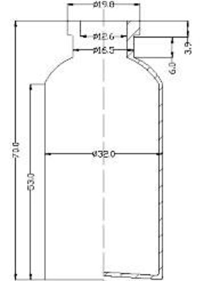 Picture of Sterile Evacuated Vial - 30 ml  volume (70 ± 0.5 mm height and 32 ± 0.3 mm body diameter)