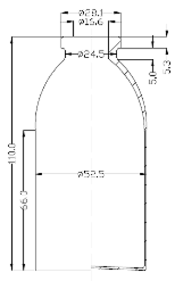 Picture of Sterile Evacuated Vial - 100 ml  volume (110 ± 1.0 mm height and 52.5 ± 0.6 mm body diameter)