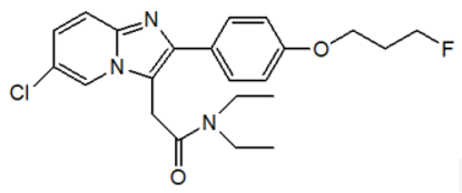 Picture of 2-(6-chloro-2-(4-(3-fluoropropoxy) phenyl)imidazo[1,2-α]pyridine-3-yl)- N,N-diethylacetamide (2 mg)