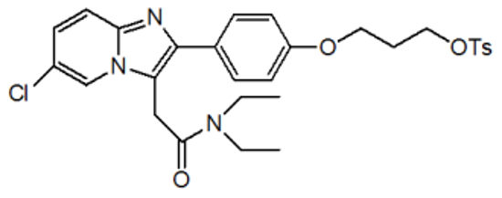 Picture of 2-(6-chloro-2-(4-(3-tosyloxypropoxy)phenyl)imidazo[1,2-α]pyridine-3-yl)-N,N-diethylacetamide (10 mg)