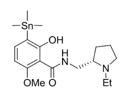 Picture of (S)-(-)-3-trimethylstannyl-2-hydroxy-6-methoxy-N[(1- ethyl-2-pyrrolidinyl)methyl]benzamide (2 mg)
